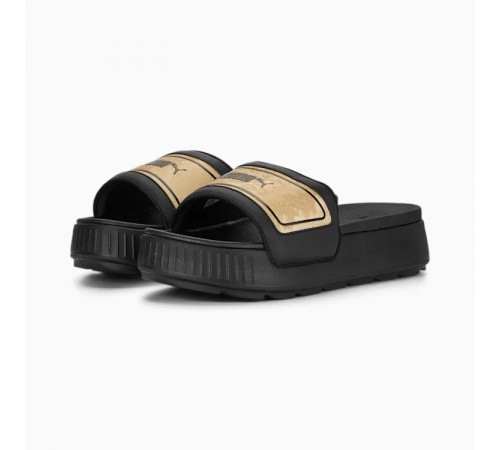 4s Puma 390957-01 Karmen Space Metallics Swimming Slides Women - Black/Gold 